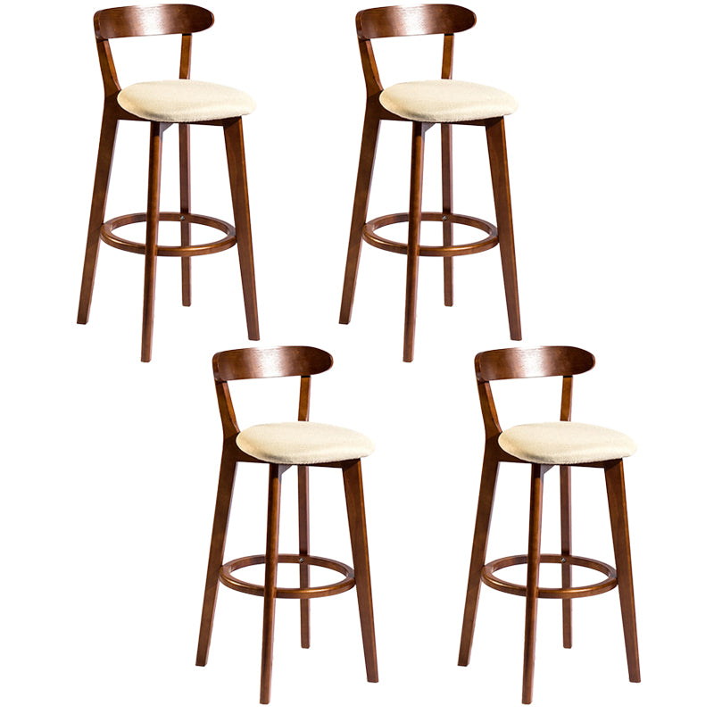 Modern Rubberwood Footrest Stool Milk Tea Shop Upholstered Bar Stools