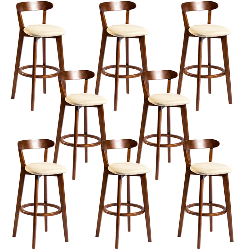 Modern Rubberwood Footrest Stool Milk Tea Shop Upholstered Bar Stools