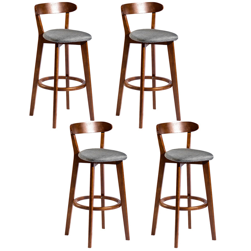Modern Rubberwood Footrest Stool Milk Tea Shop Upholstered Bar Stools