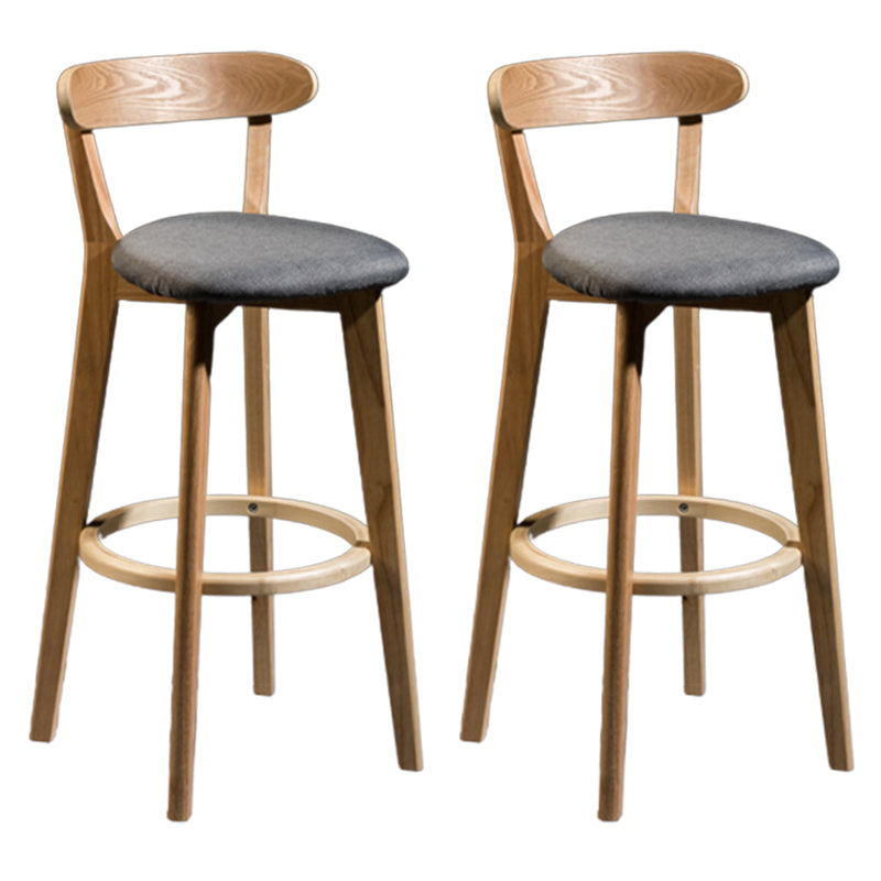 Modern Rubberwood Footrest Stool Milk Tea Shop Upholstered Bar Stools