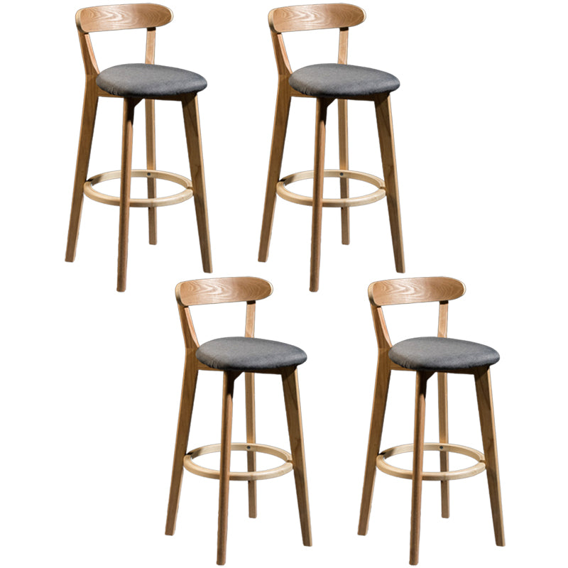 Modern Rubberwood Footrest Stool Milk Tea Shop Upholstered Bar Stools
