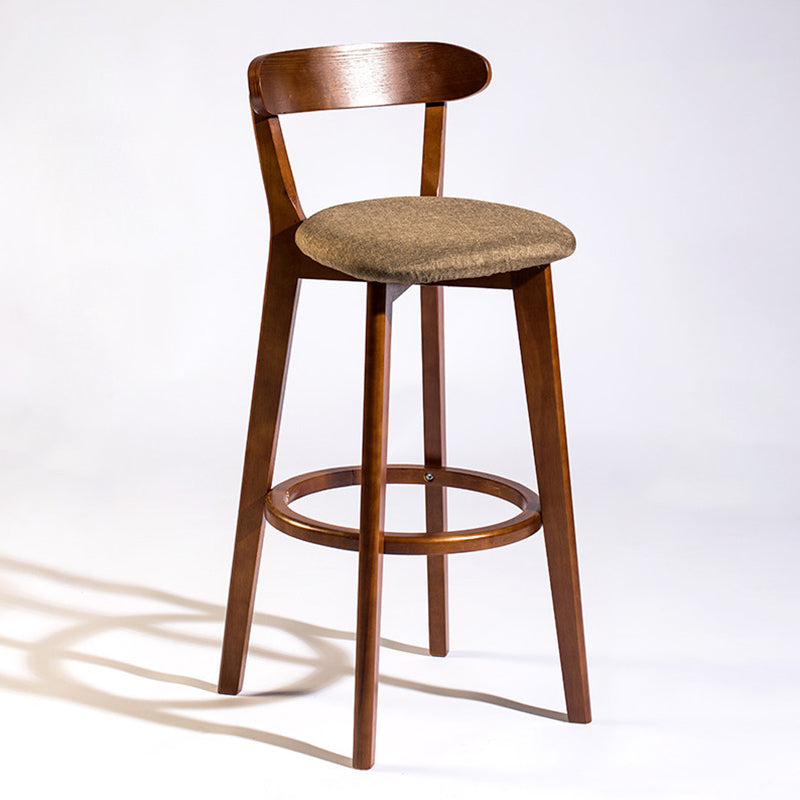 Modern Rubberwood Footrest Stool Milk Tea Shop Upholstered Bar Stools
