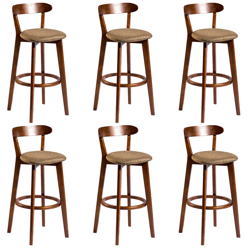 Modern Rubberwood Footrest Stool Milk Tea Shop Upholstered Bar Stools