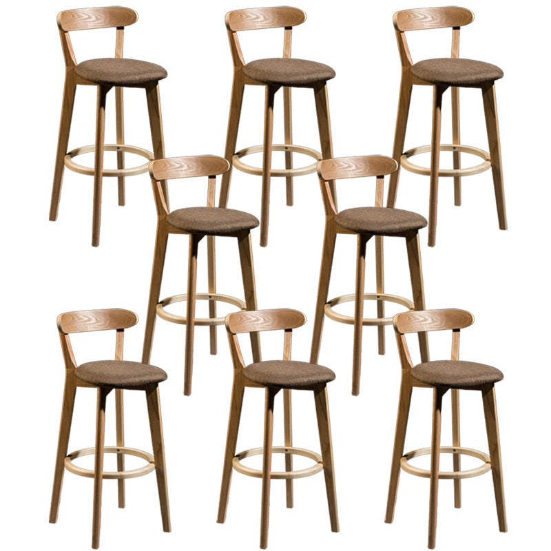 Modern Rubberwood Footrest Stool Milk Tea Shop Upholstered Bar Stools
