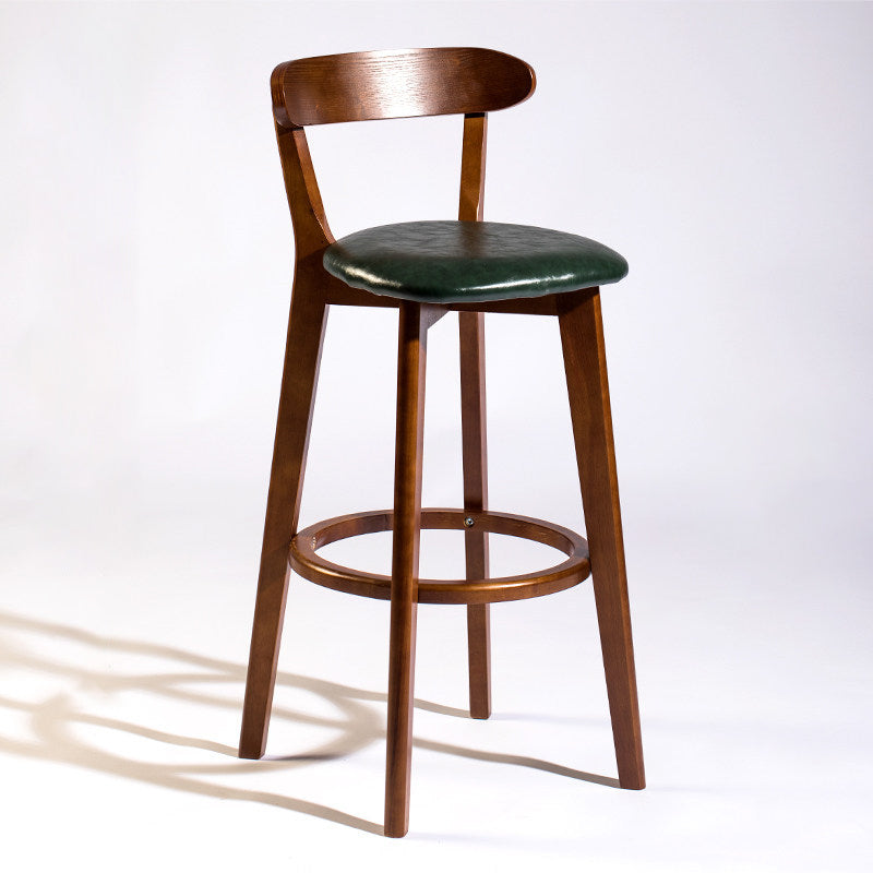 Modern Rubberwood Footrest Stool Milk Tea Shop Upholstered Bar Stools