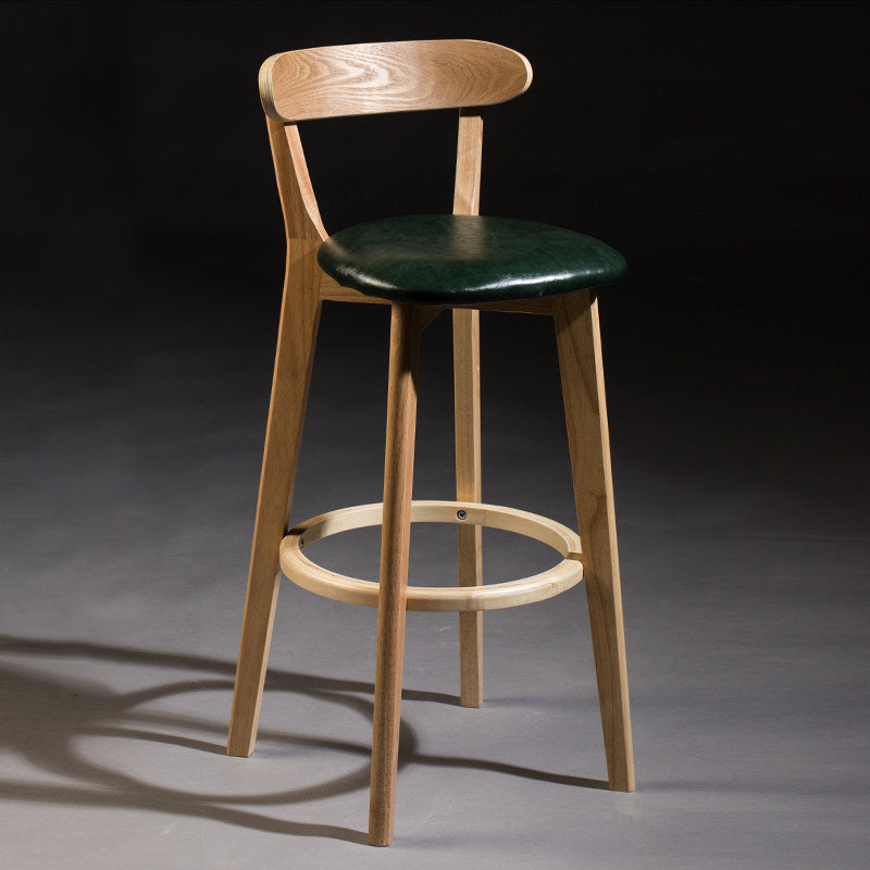 Modern Rubberwood Footrest Stool Milk Tea Shop Upholstered Bar Stools