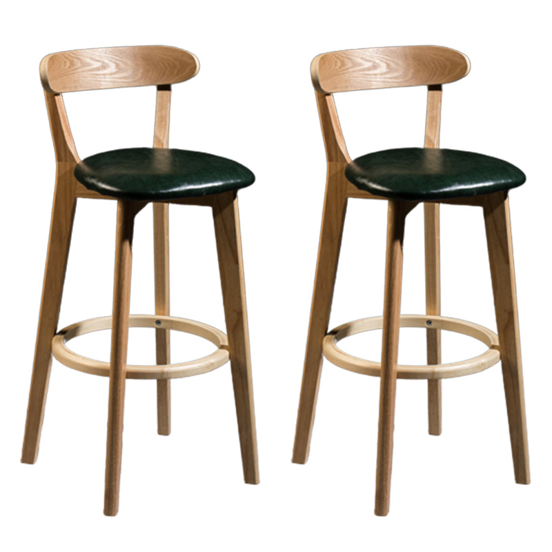 Modern Rubberwood Footrest Stool Milk Tea Shop Upholstered Bar Stools