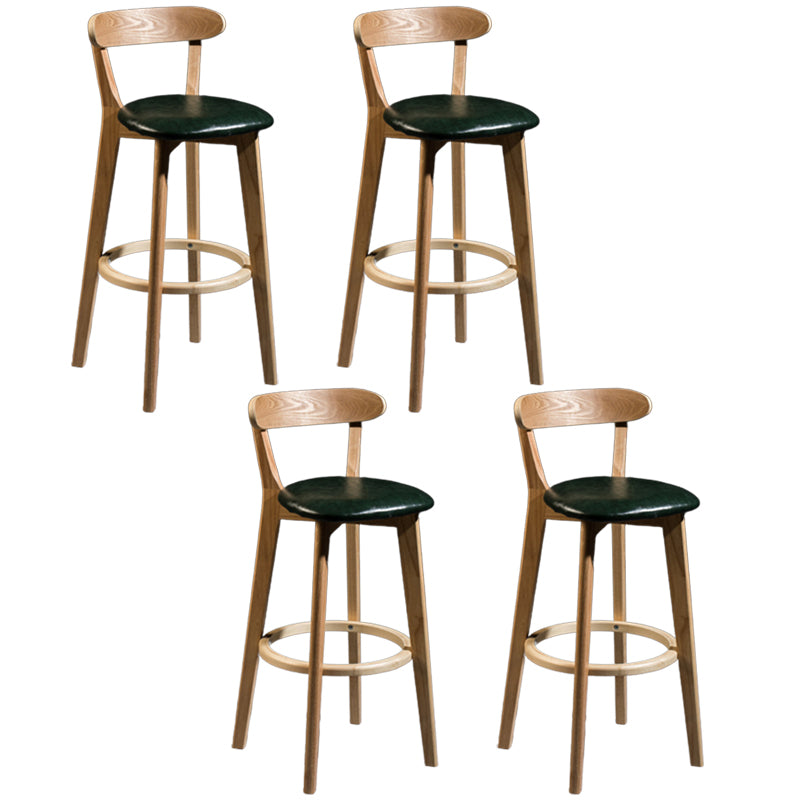 Modern Rubberwood Footrest Stool Milk Tea Shop Upholstered Bar Stools