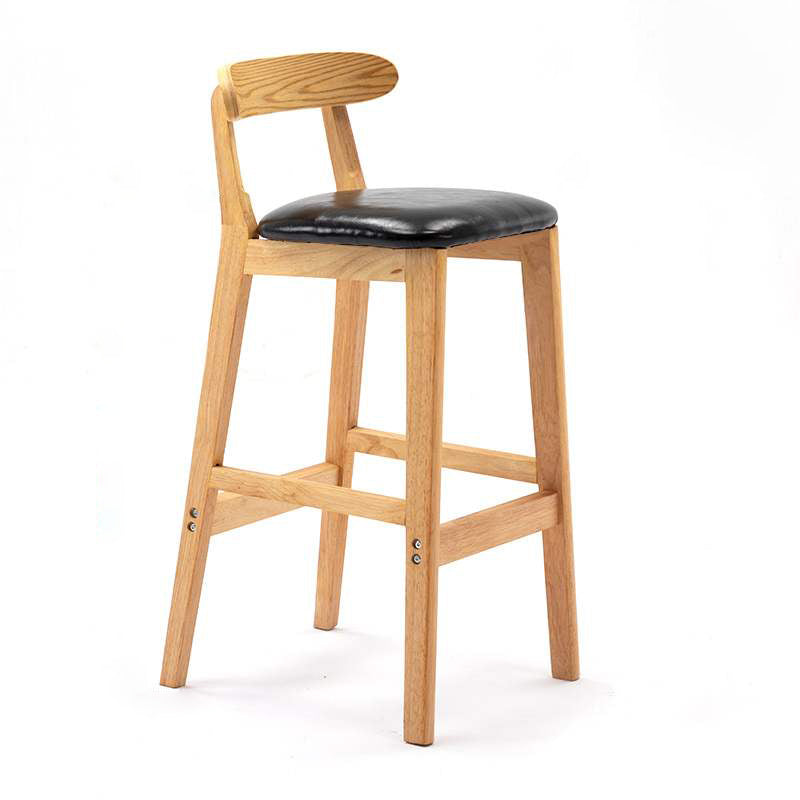 Solid Wood Armless Bar Chair Modern Low Back Bar Stool with Wooden Legs