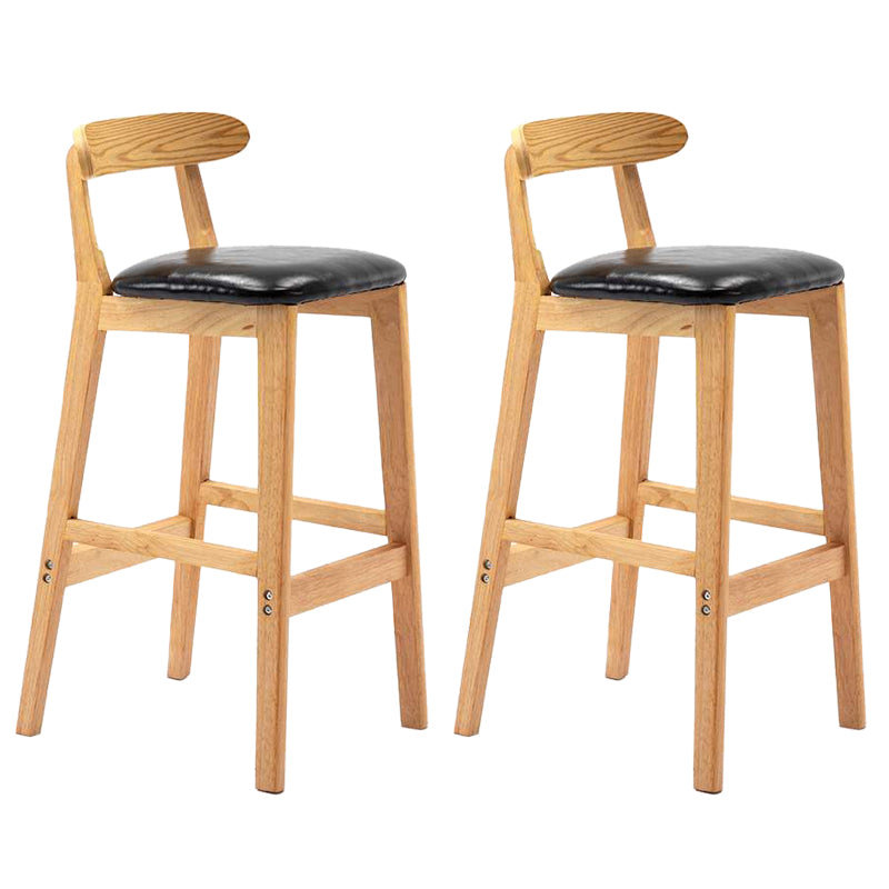 Solid Wood Armless Bar Chair Modern Low Back Bar Stool with Wooden Legs