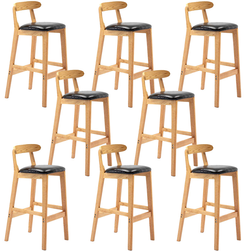 Solid Wood Armless Bar Chair Modern Low Back Bar Stool with Wooden Legs