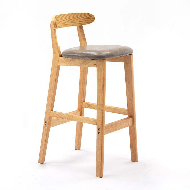 Solid Wood Armless Bar Chair Modern Low Back Bar Stool with Wooden Legs
