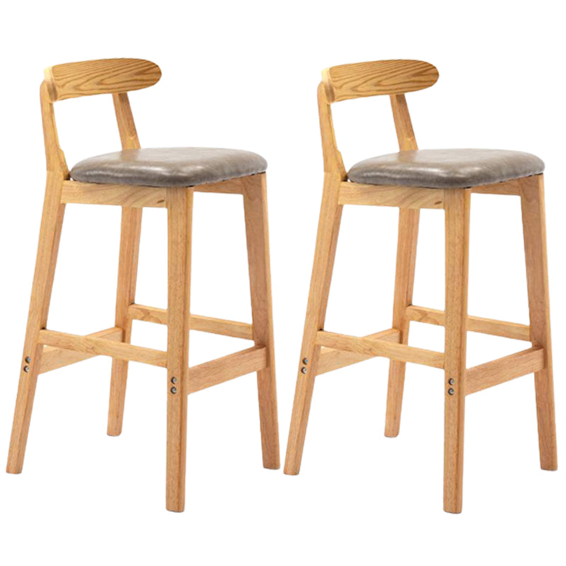 Solid Wood Armless Bar Chair Modern Low Back Bar Stool with Wooden Legs