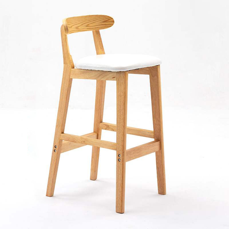 Solid Wood Armless Bar Chair Modern Low Back Bar Stool with Wooden Legs