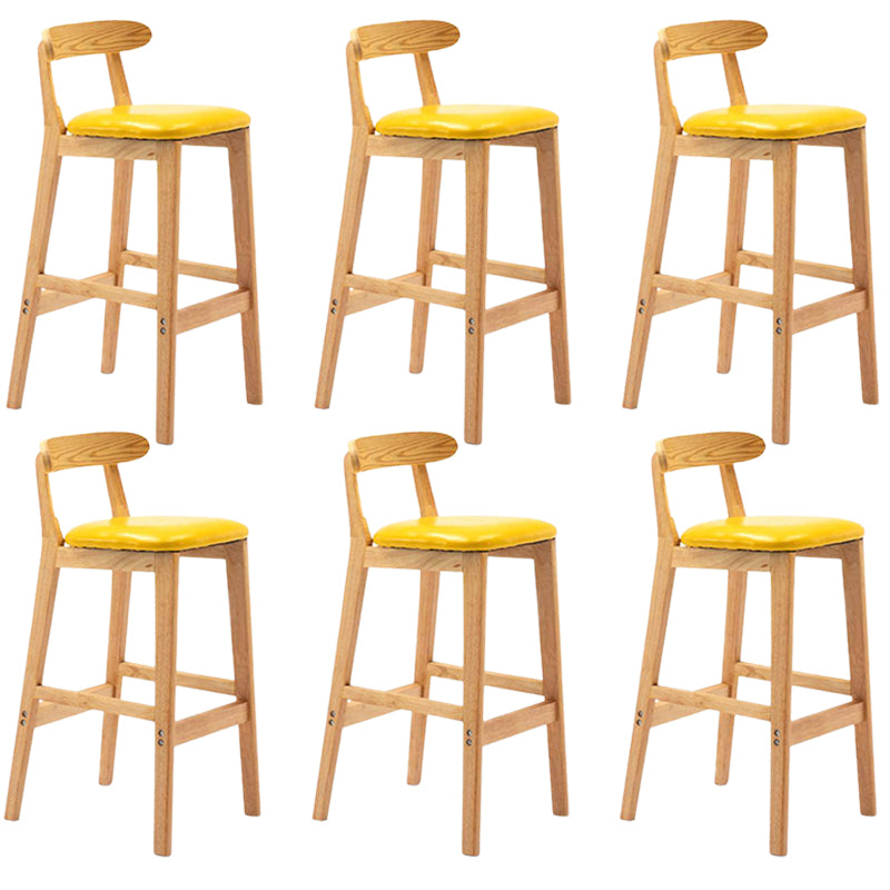 Solid Wood Armless Bar Chair Modern Low Back Bar Stool with Wooden Legs