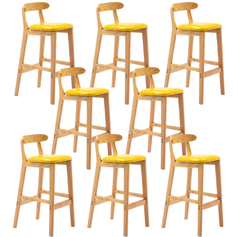 Solid Wood Armless Bar Chair Modern Low Back Bar Stool with Wooden Legs