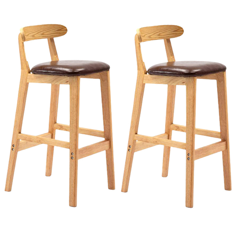 Solid Wood Armless Bar Chair Modern Low Back Bar Stool with Wooden Legs