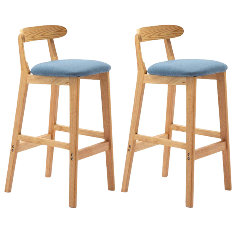 Solid Wood Armless Bar Chair Modern Low Back Bar Stool with Wooden Legs