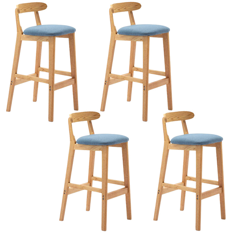 Solid Wood Armless Bar Chair Modern Low Back Bar Stool with Wooden Legs