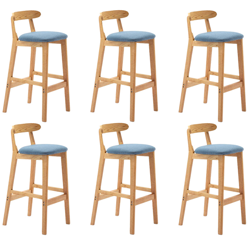 Solid Wood Armless Bar Chair Modern Low Back Bar Stool with Wooden Legs