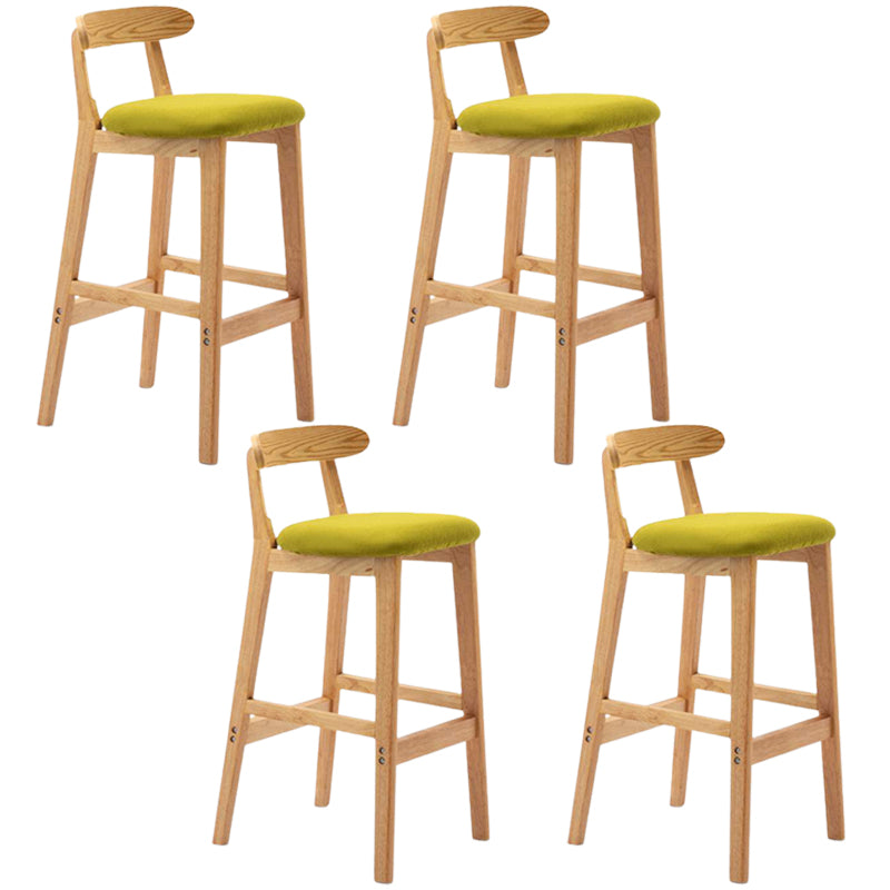 Solid Wood Armless Bar Chair Modern Low Back Bar Stool with Wooden Legs