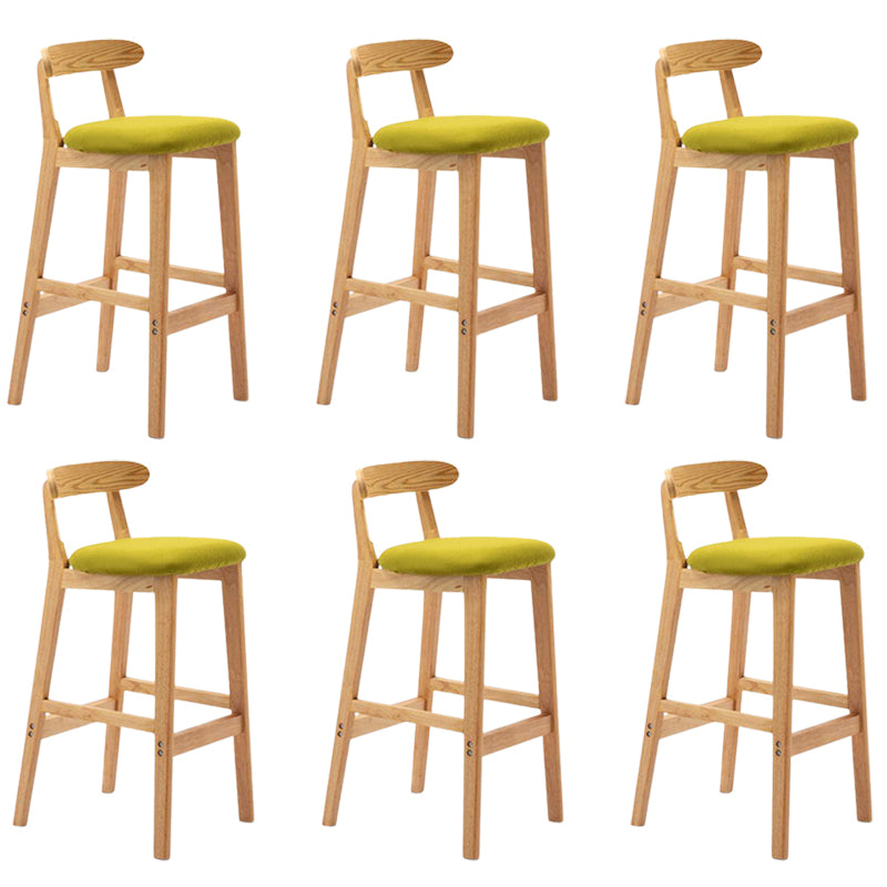 Solid Wood Armless Bar Chair Modern Low Back Bar Stool with Wooden Legs