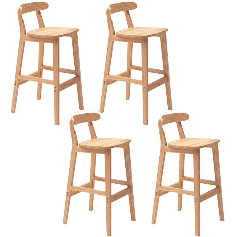Solid Wood Armless Bar Chair Modern Low Back Bar Stool with Wooden Legs