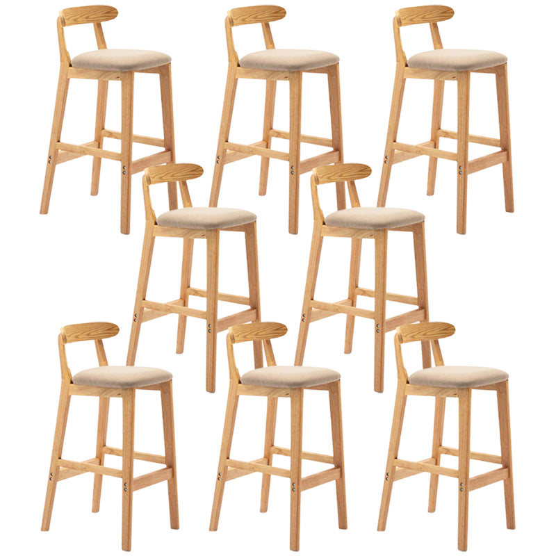 Solid Wood Armless Bar Chair Modern Low Back Bar Stool with Wooden Legs