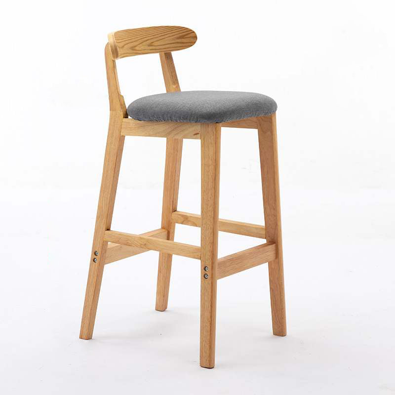 Solid Wood Armless Bar Chair Modern Low Back Bar Stool with Wooden Legs