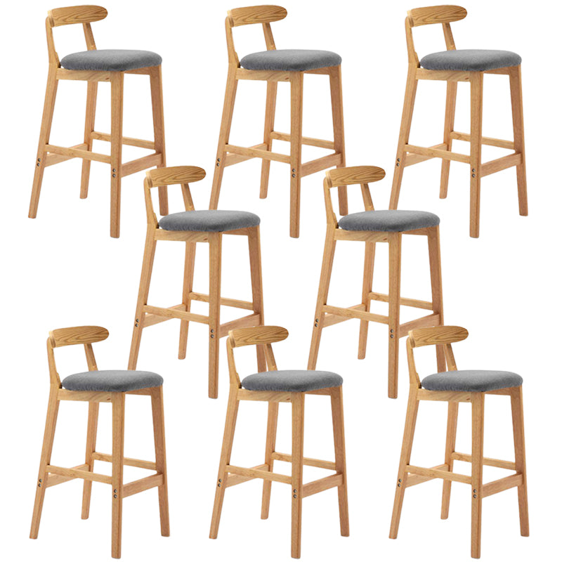 Solid Wood Armless Bar Chair Modern Low Back Bar Stool with Wooden Legs
