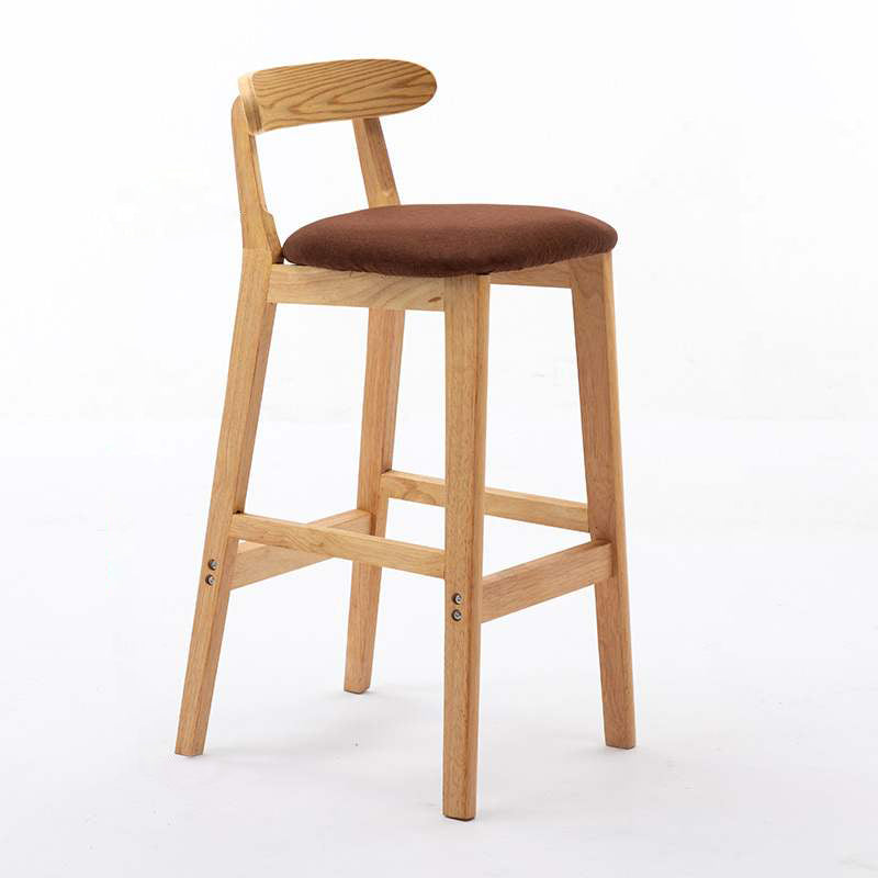 Solid Wood Armless Bar Chair Modern Low Back Bar Stool with Wooden Legs