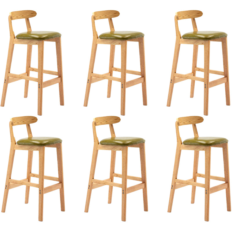 Solid Wood Armless Bar Chair Modern Low Back Bar Stool with Wooden Legs