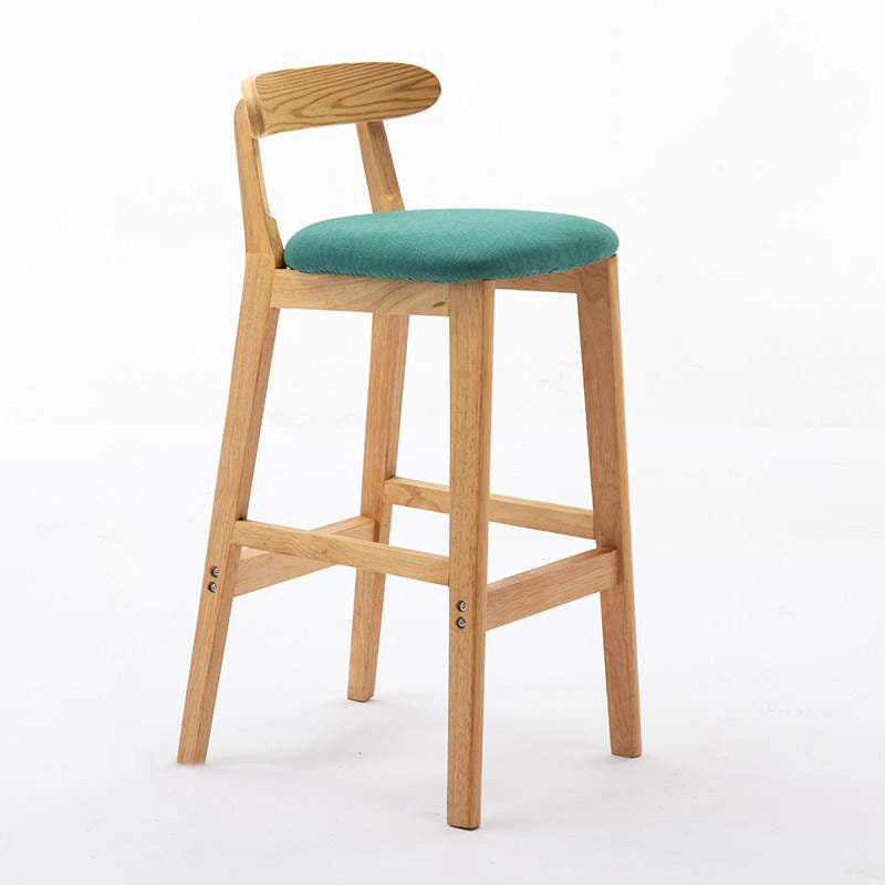 Solid Wood Armless Bar Chair Modern Low Back Bar Stool with Wooden Legs