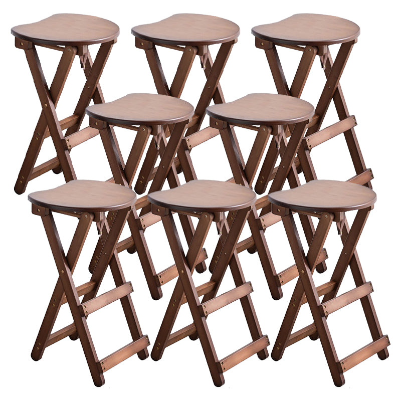 Armless Folding Counter Stool Modern Round Seat Bar Stool with Wooden Footrest