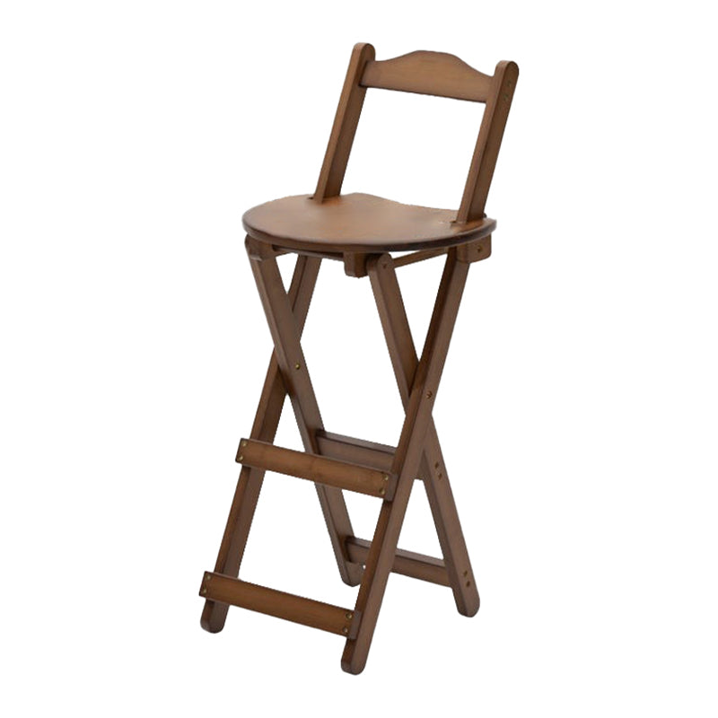 Armless Folding Counter Stool Modern Round Seat Bar Stool with Wooden Footrest