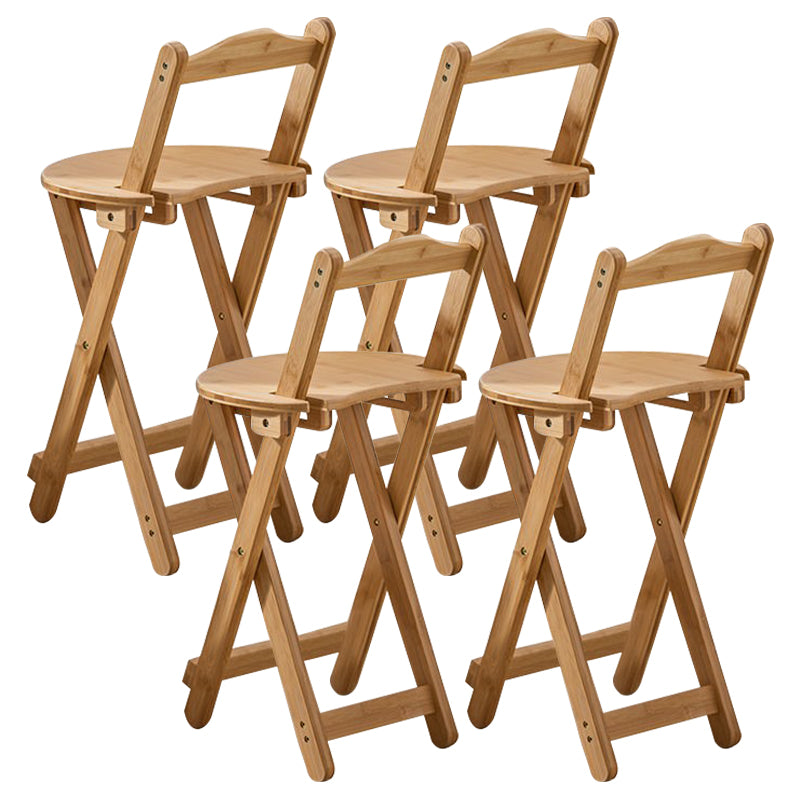 Armless Folding Counter Stool Modern Round Seat Bar Stool with Wooden Footrest