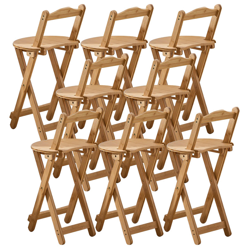 Armless Folding Counter Stool Modern Round Seat Bar Stool with Wooden Footrest