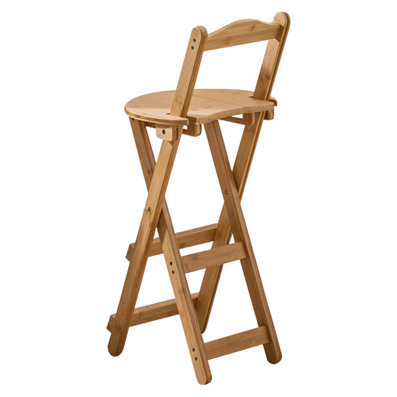 Armless Folding Counter Stool Modern Round Seat Bar Stool with Wooden Footrest