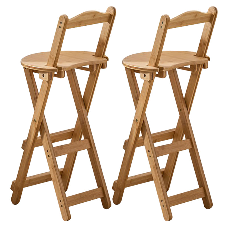 Armless Folding Counter Stool Modern Round Seat Bar Stool with Wooden Footrest