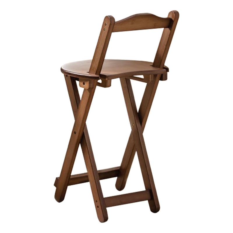 Armless Folding Counter Stool Modern Round Seat Bar Stool with Wooden Footrest