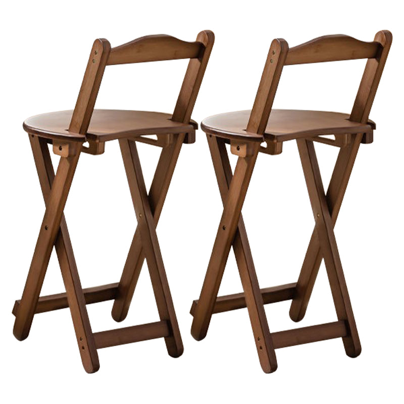 Armless Folding Counter Stool Modern Round Seat Bar Stool with Wooden Footrest