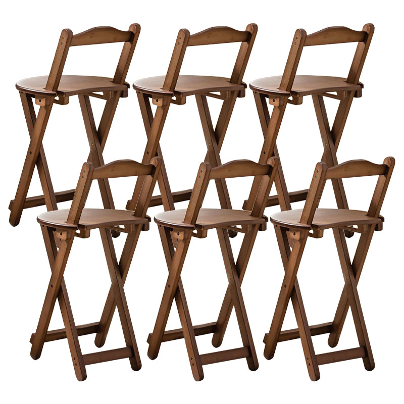 Armless Folding Counter Stool Modern Round Seat Bar Stool with Wooden Footrest