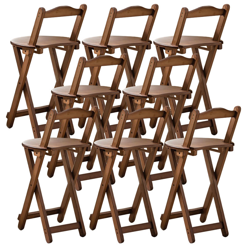 Armless Folding Counter Stool Modern Round Seat Bar Stool with Wooden Footrest