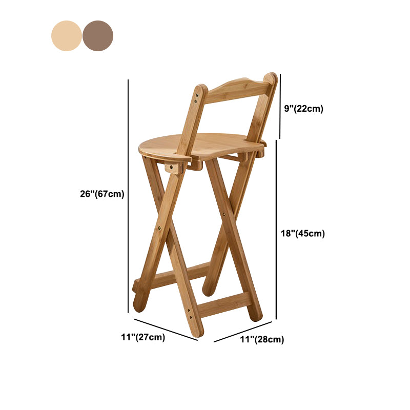 Armless Folding Counter Stool Modern Round Seat Bar Stool with Wooden Footrest