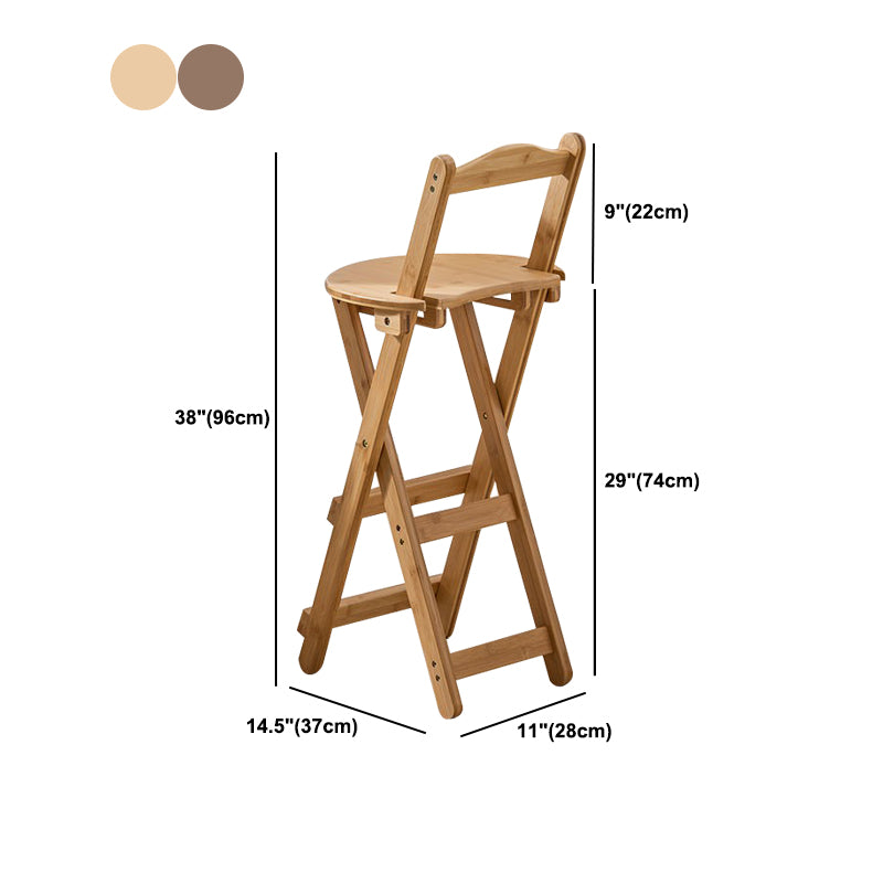 Armless Folding Counter Stool Modern Round Seat Bar Stool with Wooden Footrest