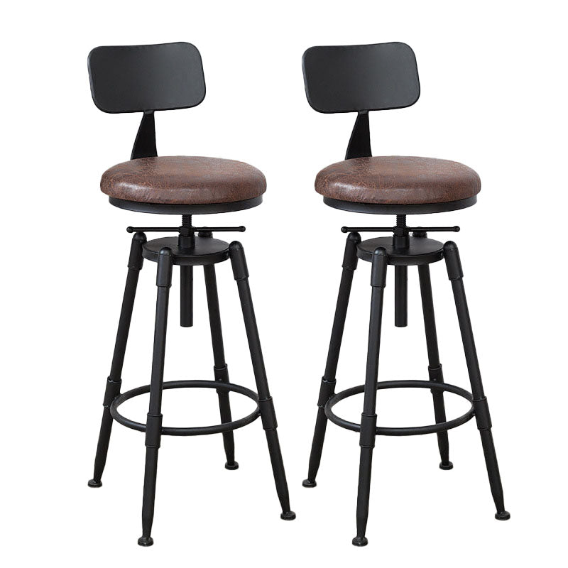 Industrial Metal Barstool Footrest Wood Counter Stool in Matte Finish