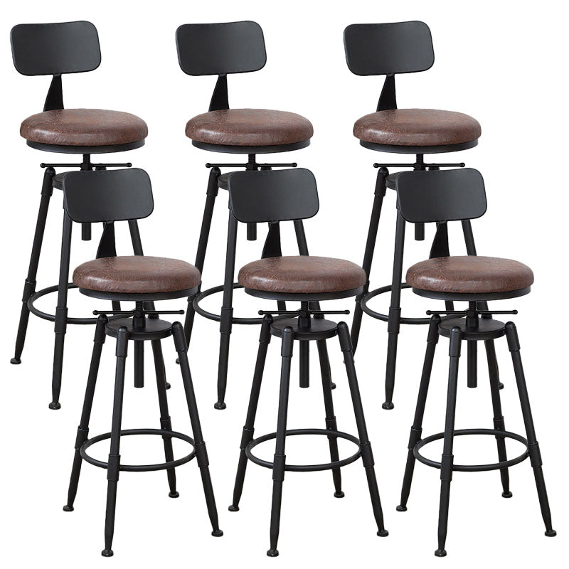 Industrial Metal Barstool Footrest Wood Counter Stool in Matte Finish