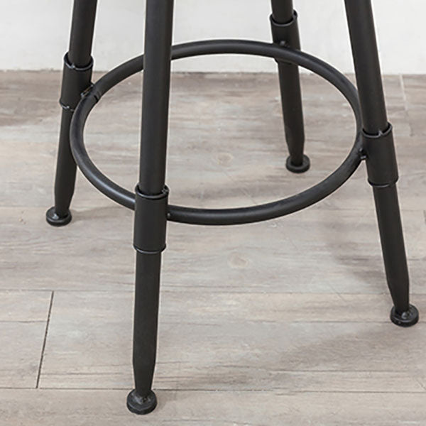 Industrial Metal Barstool Footrest Wood Counter Stool in Matte Finish