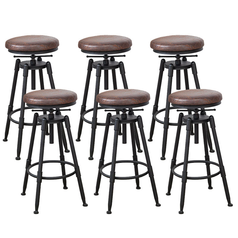 Industrial Metal Barstool Footrest Wood Counter Stool in Matte Finish