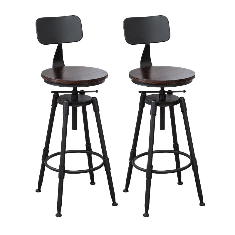 Industrial Metal Barstool Footrest Wood Counter Stool in Matte Finish